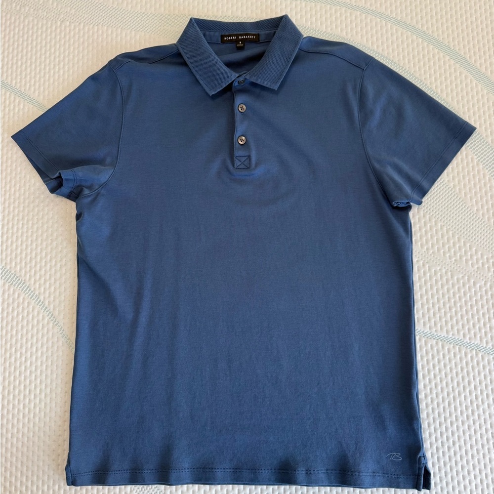 Robert Barakett Men's Small “Poseidon” Blue Polo Shirt 100% Pima Cotton